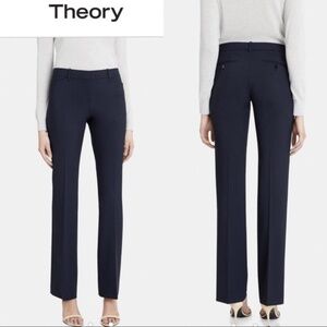THEORY EUC Black Nabiki Wool Straight Leg Pants Trousers 6